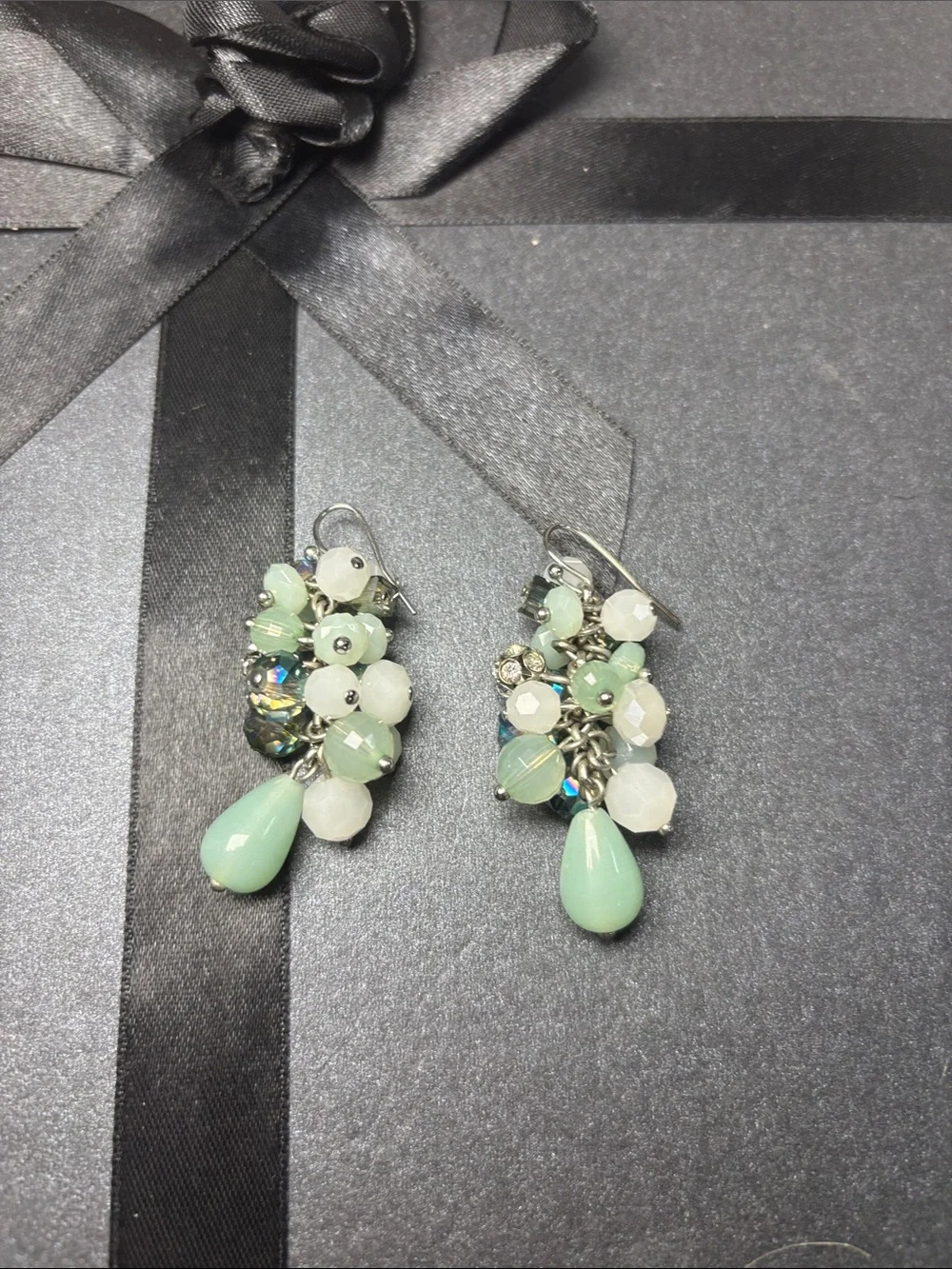 Iridescent Beaded Dangle Earrings